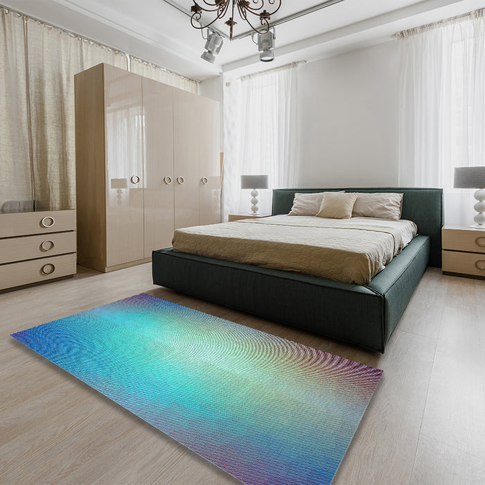 Patterned Steel Blue Rug in a Bedroom, pat790lblu
