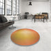 Round Patterned Orange Rug in a Office, pat790org