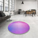 Round Patterned Violet Purple Rug in a Office, pat790pur