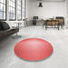 Round Patterned Ruby Red Rug in a Office, pat790rd