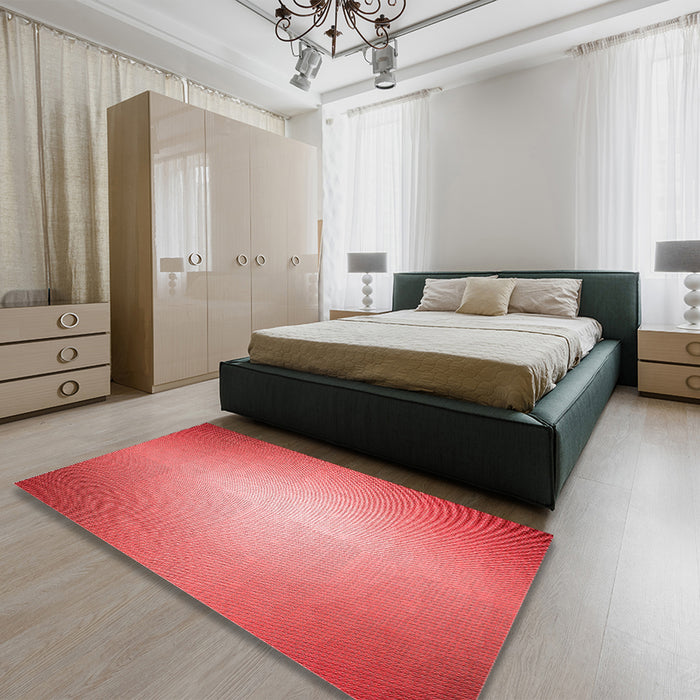 Patterned Ruby Red Rug in a Bedroom, pat790rd