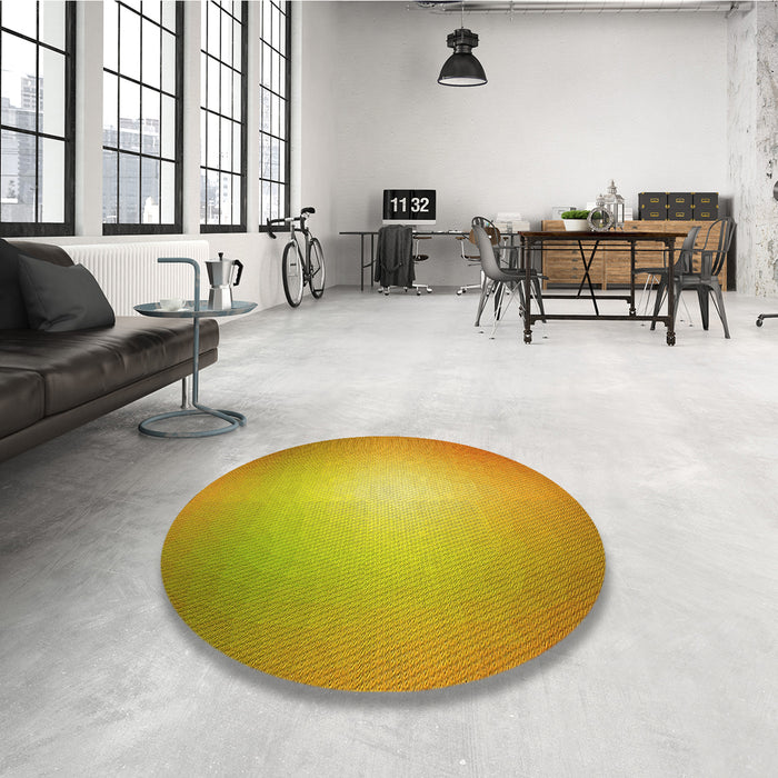 Round Patterned Deep Yellow Rug in a Office, pat790yw