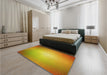 Patterned Deep Yellow Rug in a Bedroom, pat790yw
