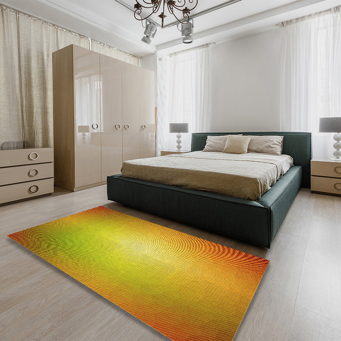 Patterned Deep Yellow Rug in a Bedroom, pat790yw