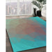 Machine Washable Transitional Green Rug in a Family Room, wshpat792lblu