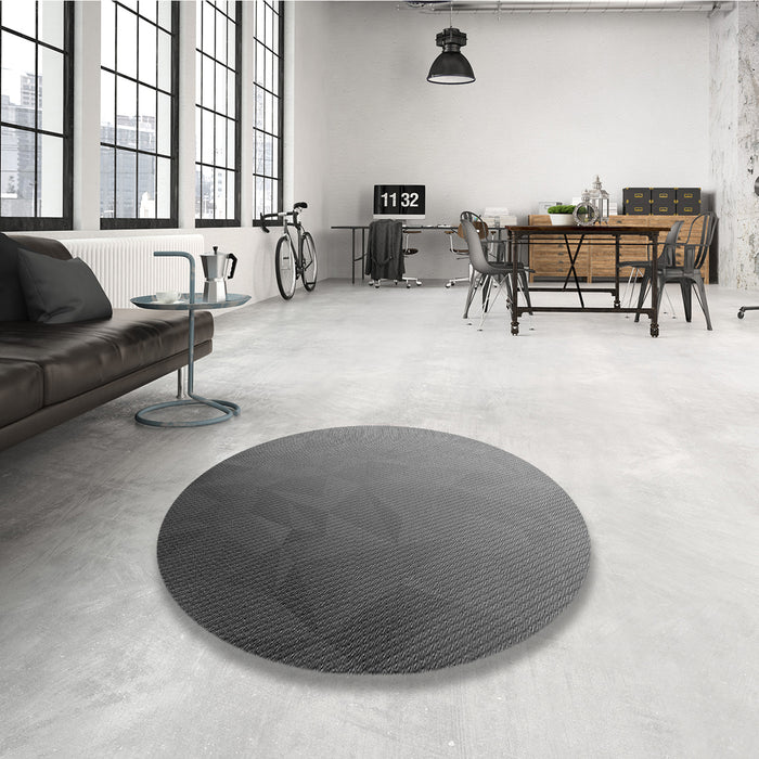 Round Patterned Gunmetal Gray Rug in a Office, pat793gry