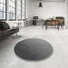 Round Patterned Gunmetal Gray Rug in a Office, pat793gry