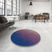 Round Patterned Purple Rug in a Office, pat793lblu