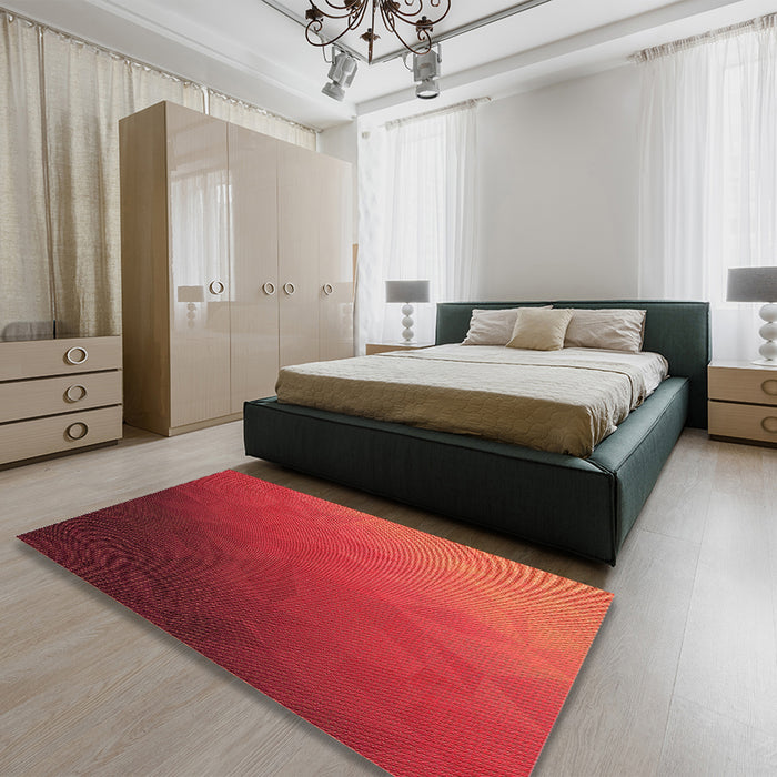 Patterned Red Rug in a Bedroom, pat793org