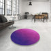 Round Patterned Crimson Purple Rug in a Office, pat793pur