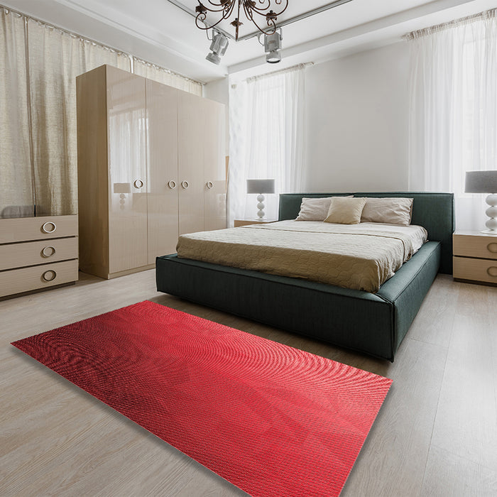 Patterned Red Rug in a Bedroom, pat793rd