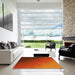 Square Patterned Orange Red Orange Rug in a Living Room, pat793yw