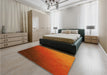 Patterned Orange Red Orange Rug in a Bedroom, pat793yw