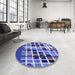 Round Patterned Jeans Blue Rug in a Office, pat794blu