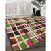 Machine Washable Transitional Brown Green Rug in a Family Room, wshpat794brn