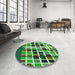 Round Patterned Green Rug in a Office, pat794grn