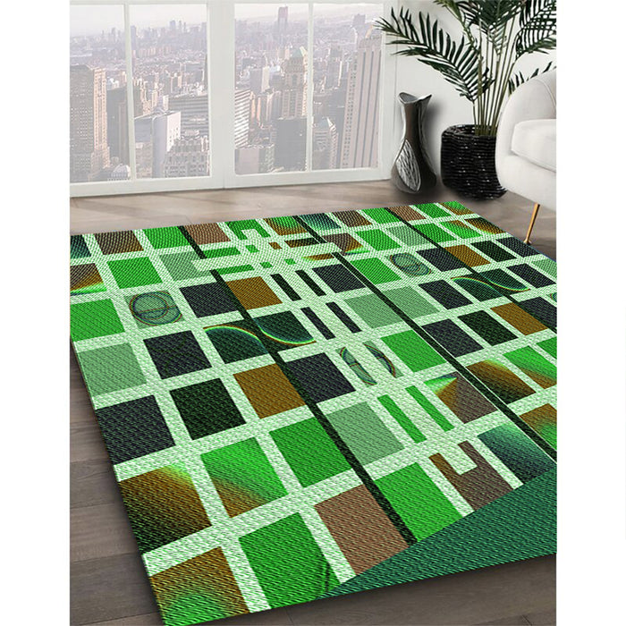 Patterned Green Rug in Family Room, pat794grn