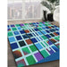 Patterned Turquoise Green Rug in Family Room, pat794lblu