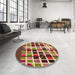 Round Patterned Fire Brick Red Rug in a Office, pat794org