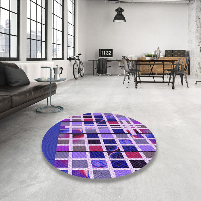 Round Patterned Bright Purple Rug in a Office, pat794pur