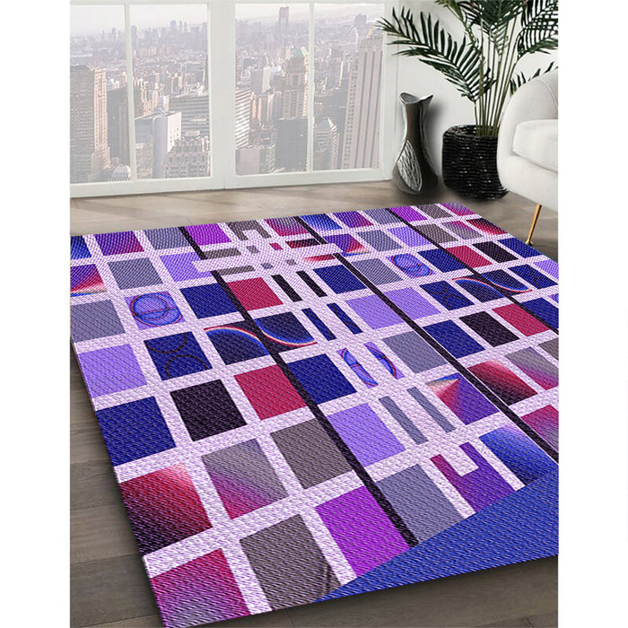 Patterned Bright Purple Rug in Family Room, pat794pur
