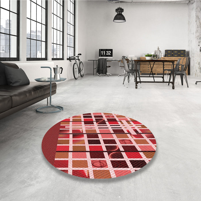 Round Patterned Red Rug in a Office, pat794rd