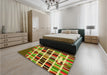 Patterned Green Rug in a Bedroom, pat794yw