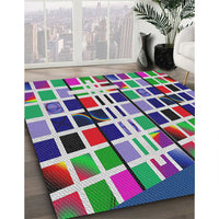 Patterned Blue Green Novelty Rug, pat794