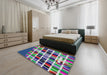 Patterned Blue Green Novelty Rug in a Bedroom, pat794