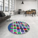 Round Patterned Blue Green Novelty Rug in a Office, pat794