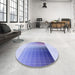 Round Patterned Periwinkle Purple Rug in a Office, pat795blu