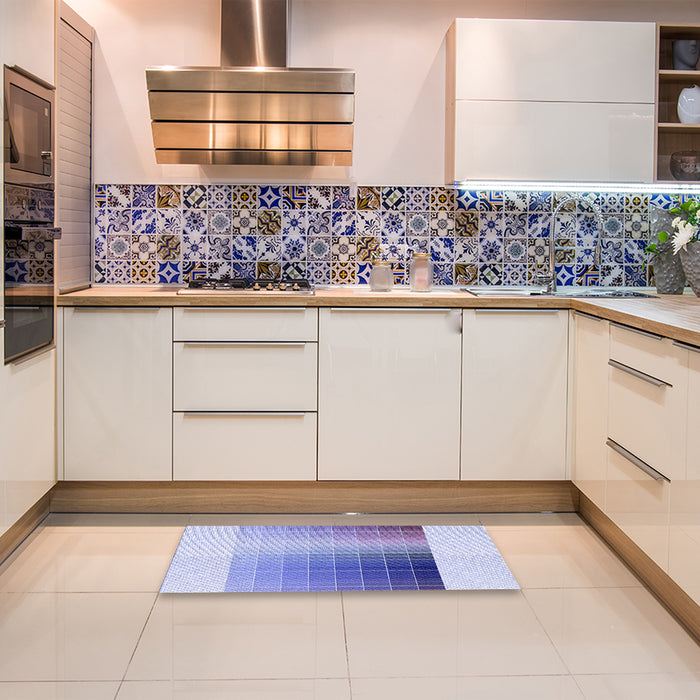 Patterned Periwinkle Purple Rug in a Kitchen, pat795blu