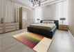 Patterned Brown Gold Rug in a Bedroom, pat795brn