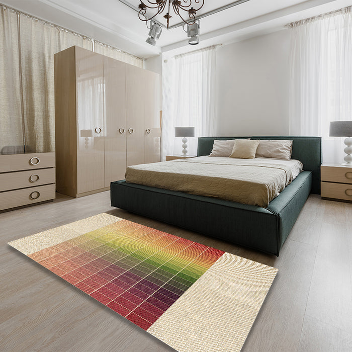 Patterned Brown Gold Rug in a Bedroom, pat795brn