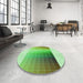 Round Patterned Green Rug in a Office, pat795grn