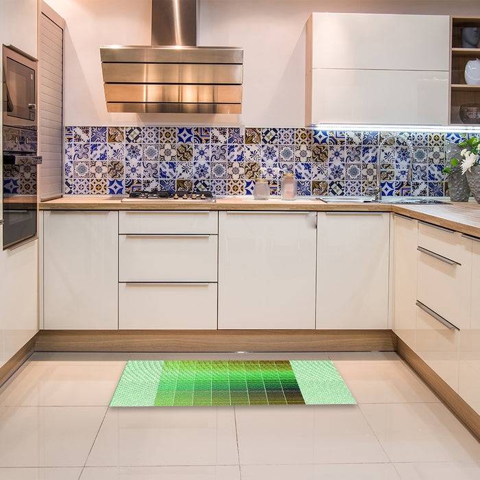 Patterned Green Rug in a Kitchen, pat795grn