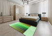 Patterned Green Rug in a Bedroom, pat795grn