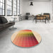 Round Patterned Orange Rug in a Office, pat795org