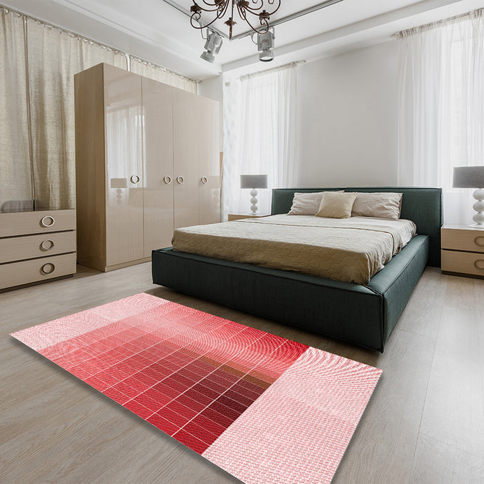 Patterned Baby Pink Rug in a Bedroom, pat795rd