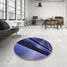 Round Patterned Night Blue Rug in a Office, pat796blu
