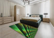Patterned Dark Lime Green Rug in a Bedroom, pat796grn