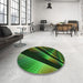 Round Patterned Dark Lime Green Rug in a Office, pat796grn