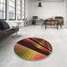 Round Patterned Maroon Red Rug in a Office, pat796org