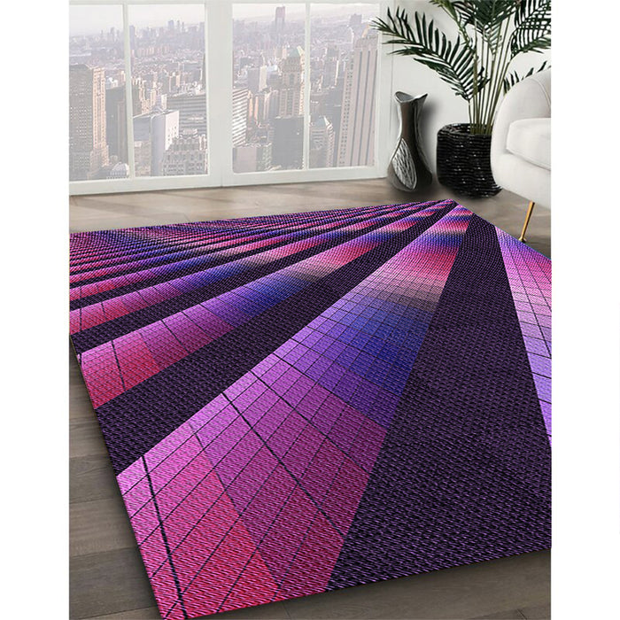 Patterned Dark Orchid Purple Rug in Family Room, pat796pur