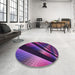 Round Patterned Dark Orchid Purple Rug in a Office, pat796pur