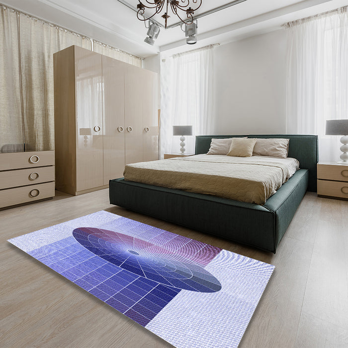 Patterned Periwinkle Purple Rug in a Bedroom, pat797blu