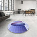 Round Patterned Periwinkle Purple Rug in a Office, pat797blu