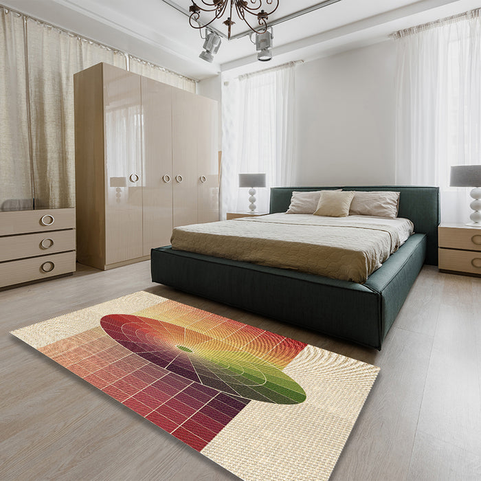 Patterned Chestnut Red Rug in a Bedroom, pat797brn