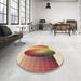 Round Patterned Chestnut Red Rug in a Office, pat797brn