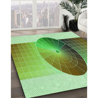 Patterned Olive Green Rug, pat797grn